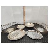Vintage silver plated wire baskets, four silver