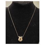 Italian Sterling silver necklace w/silver toned pe