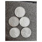 1943 steel pennies qty 5