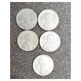1943 steel pennies qty 5