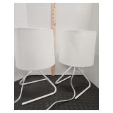 (2) Modern 15-inch white wire accent table lamps