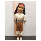 Vintage Plastic Native American Doll With
