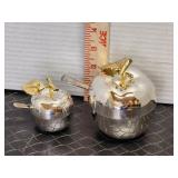 Vintage silver-plated and gold-tone apple-shaped