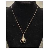 Sterling silver necklace with heart & decorative b
