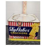 Vintage M.Y. San SkyFlakes Crackers metal tin, a