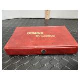Vintage Cardinal domino set in red case