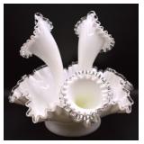 Fenton White Silver Crest Epergne - 1 Broken @Base