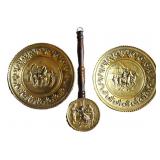 Vintage English Brass Wall Charger Plaques