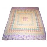 Antique Hand-sewn Trip Around the World Quilt