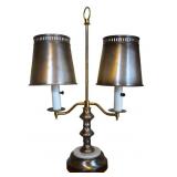 Vintage Brushed Metal Double Shade Table Lamp
