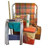 Vintage Camping / Picnic Chairs, Thermos, Cot +