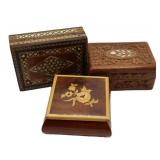 Vintage Inlaid Wood Trinket Boxes (3)