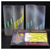 Libbey Candy Stripe Glasses & Rubbermaid Coasters