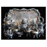 Silver on Copper Plate Tea Serving Set
