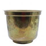 Asian Design Etched Brass Flower Pot