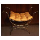 Vintage Hollywood Regency Style Brass Vanity Seat