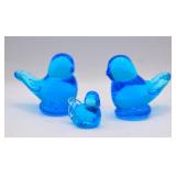 Vintage Signed Ron Ray Blue Glass Birds