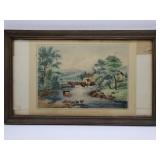 Antique Currier & Ives Mill Stream Print