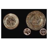 Vintage English Brass Charger Plaques (4)