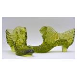 Colonial Green Hobnail Cat Head Slippers - 1 Chip