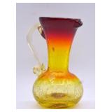 Kanawha Amberina Crackle Glass Pitcher