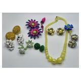 Vintage Colorful Costume Jewelry & Enamel Broochs