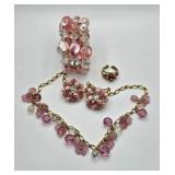 Vintage Pink & Gold Costume Jewelry - Trifari