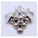 Sterling Silver Grape Cluster Brooch
