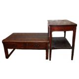 Antique Oak Coffee & Vintage Side Table