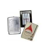 Zippo Slim Lighter in Box & Metal Cigarette Case