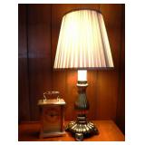 Small Metal Desk Lamp & Bulova Desk Clock