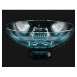 Teal Blue Pilgrim Glass Fruit Bowl
