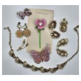 Vintage Pink & Gold Costume Jewelry - Lisner