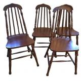 Vintage Brown-painted Windsor-style Chairs (4)