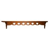 Vintage Wooden Heart Detail Coat Rack Wall Shelf