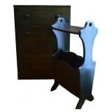 Dk Green Painted Chest of Drawers & Magazine Stand