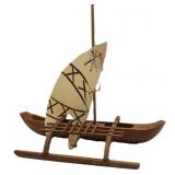 Vntg Hawaiin Fishing Canoe Model