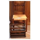 Renaissance Style Rush Bottom Chair & Book Rack