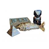 MOP Moveable Fish, Onyx Figure, Brass Box ++