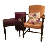 Antique Chair, Hamper & Storage Vanity Bench Seat