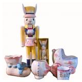 Japan Porcelain Baby Planters & Easter Nutcrackers