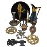 Vintage Brass Decor, Trivers, Candle Holders +
