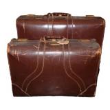 Pair of Antique Leather Suitcases