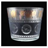 Mid Century Glass Coin Design Ice Bucket