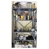Metal Shelf & Contents - Jars, Cookware, Appliance
