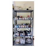 Metal Shelf & Contents - Candy Jars & Coffee Mugs