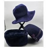 3 Vntg Navy Blue Ladies Hats