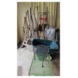 Garden Tools, Metal Tables, Wheelbarrow ++
