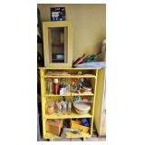 Yellow Cabinet & Shelf w/ Contents