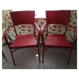 Pair of Plastic Wicker Outdoor Chairs